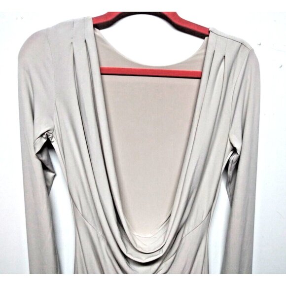 Victoria's Secret Y2K Dress Open Back Cowl Back Cream Sz S/P STRETCHY Long sleev - Picture 3 of 10